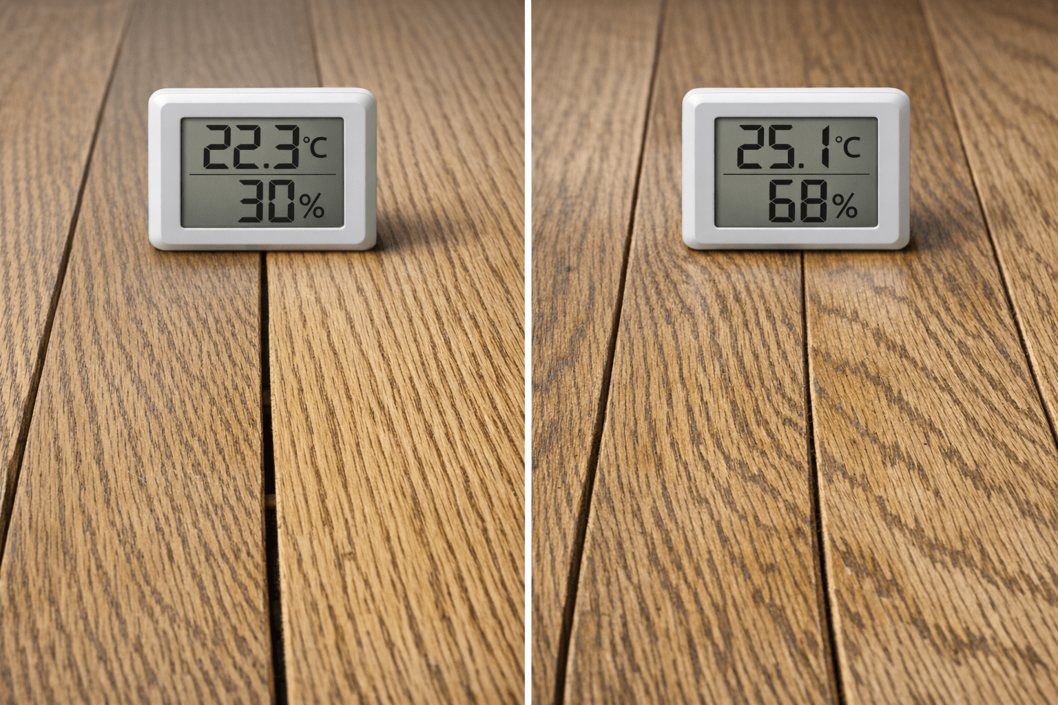 Hardwood Flooring Denton TX sample showing seasonal movement and indoor humidity conditions