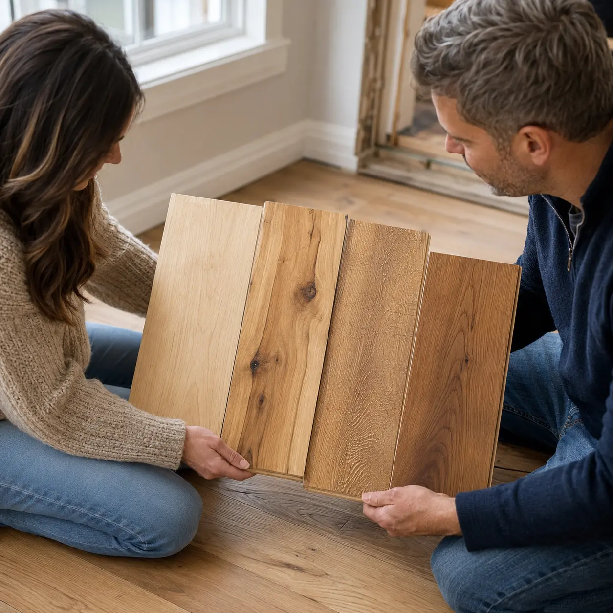 Hickory Hardwood Flooring samples showing natural color variation, grades and textures