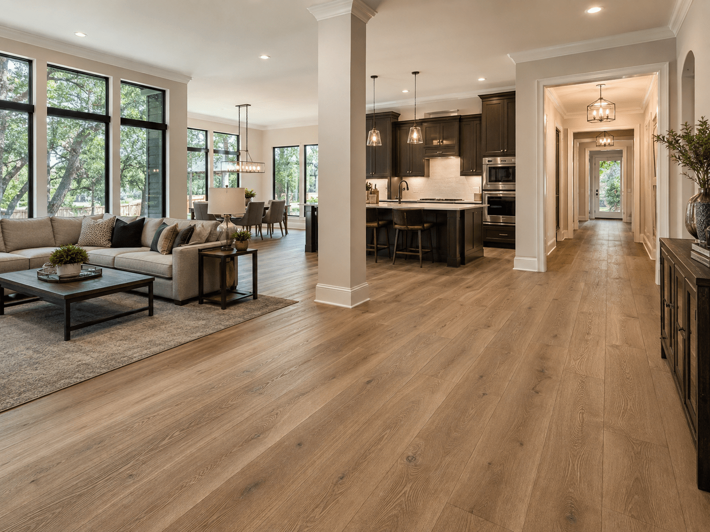 Finished wide-plank vinyl flooring throughout a Denton TX home